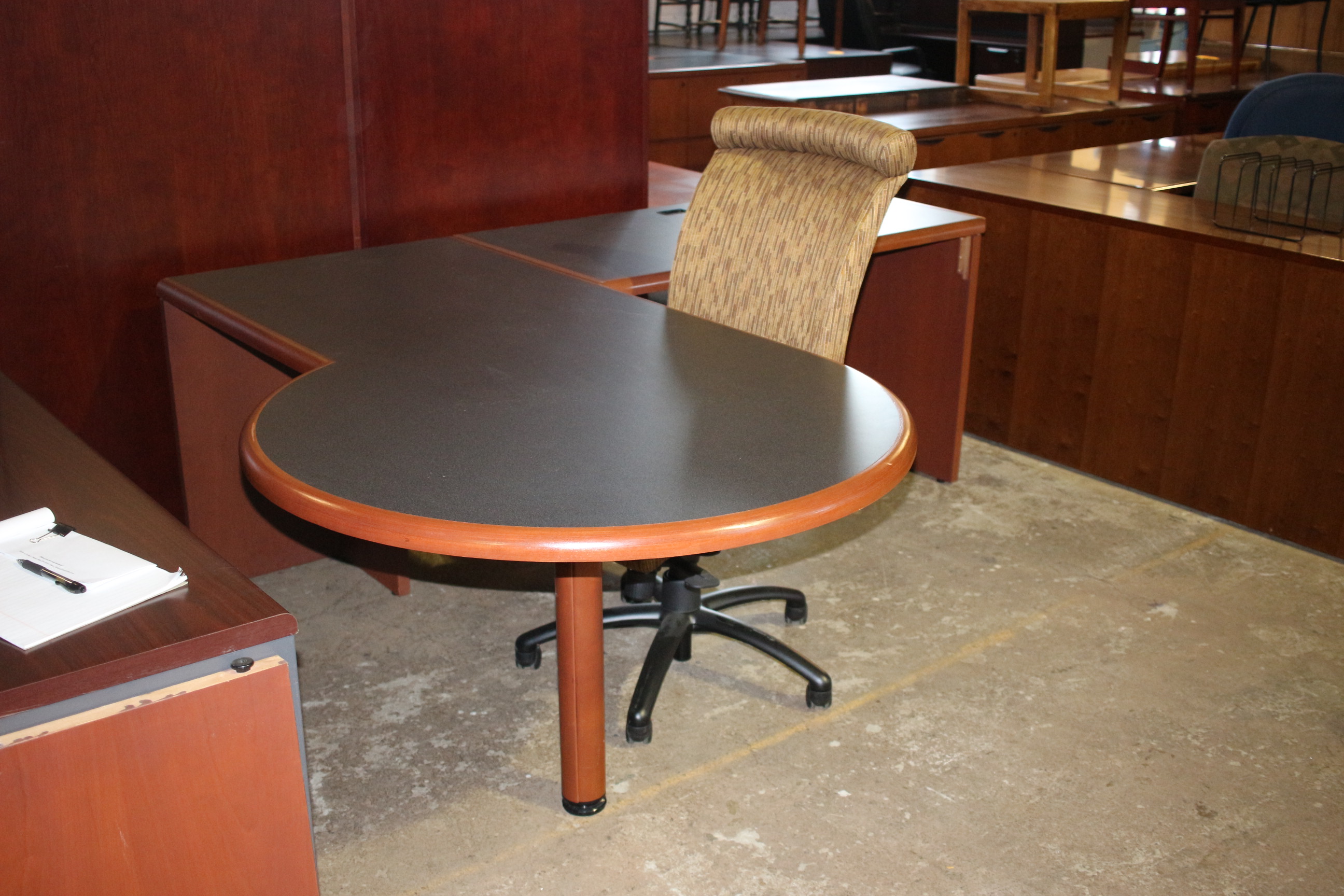 Custom L Shape Desk With P Top Brown Office Solutions